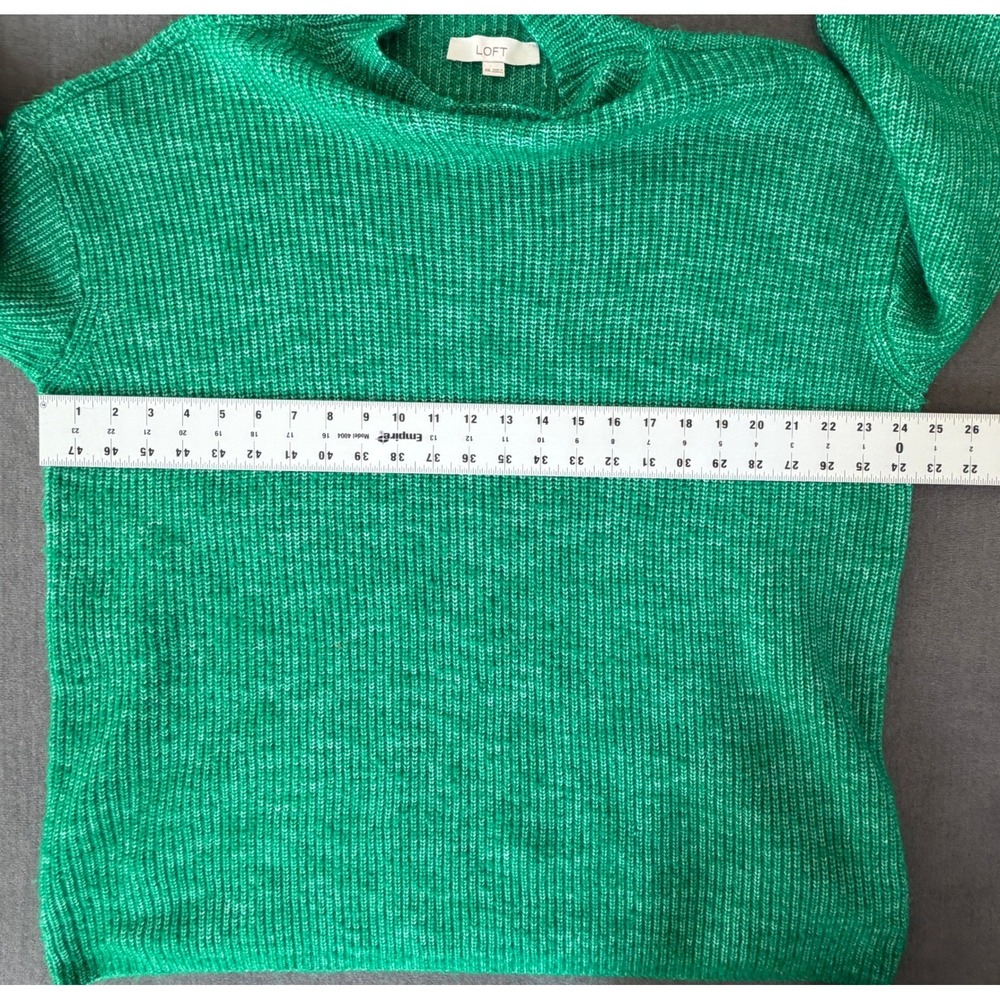 Loft Mock Neck Chunky Knit Sweater Womens XXL Green Marled Cozy Classic Capsule - Picture 7 of 9